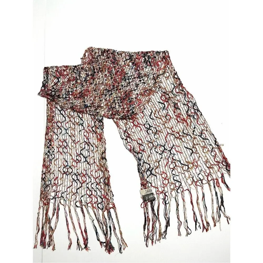 Saldarini Italy Ribbon Yarn Net Scarf Multicolor Open Weave Mesh Lightweigh